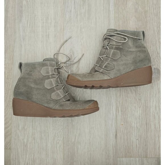 Sorel Toronto Olive Taupe Suede Leather Lace Up Wedge Above Ankle Boots 9.5 - Picture 10 of 13